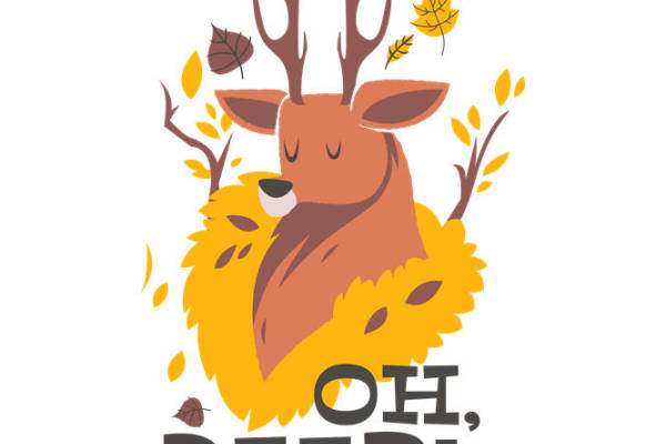 自然鹿头花型印花设计，打造秋冬服装印花新风尚