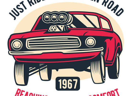 复古肌肉车图案服装印花裁片
