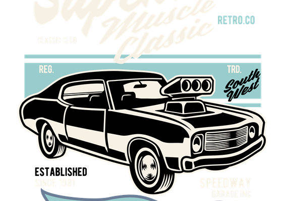 复古经典车图案裁片印花，打造个性服装