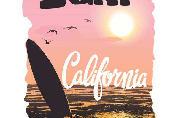 加州日落冲浪印花：服装印花新选择