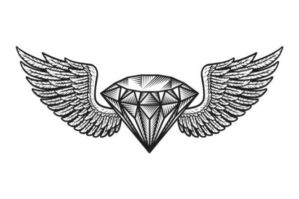 翅膀钻石纹路服装印花裁片设计