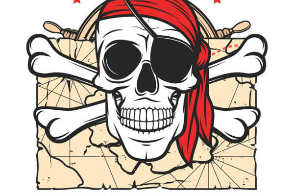 海盗风格宝藏猎人服装印花设计