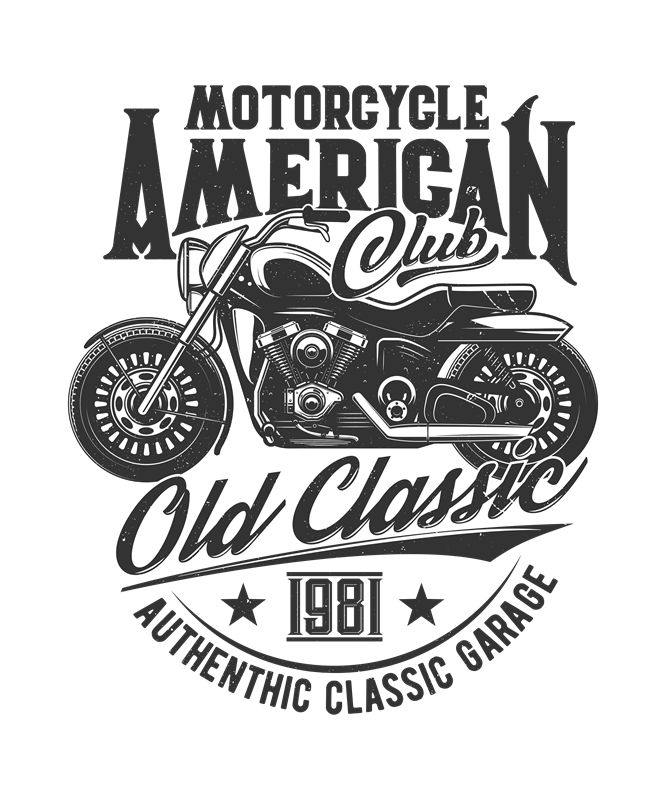 复古摩托车图案裁片印花，打造个性服装