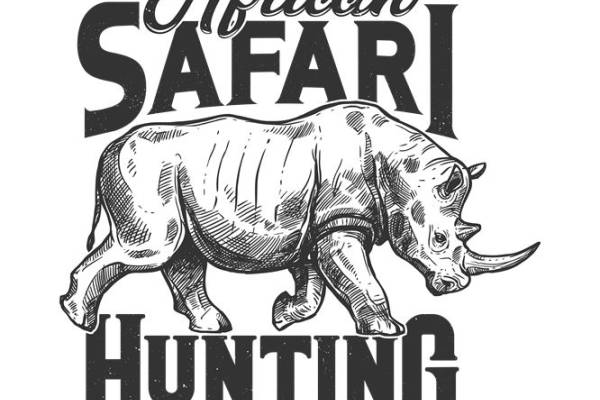 非洲狩猎狂野犀牛印花图案 - 服装印花裁片