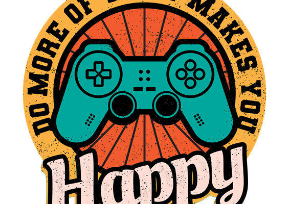 复古游戏手柄图案服装印花裁片设计