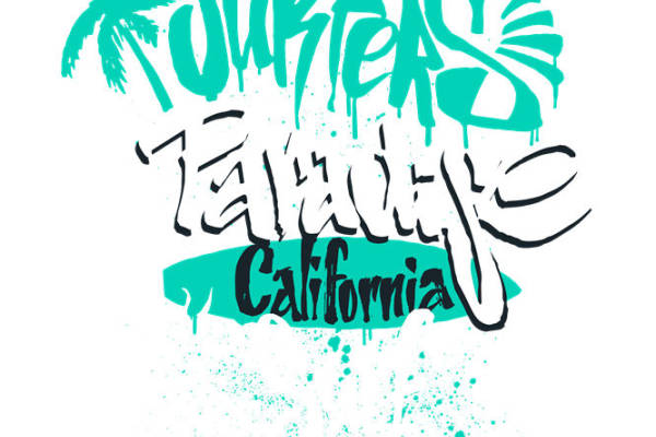 夏日海滩风情服装印花图案，适合T恤、连衣裙等