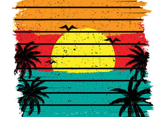 夏日海滩风情服装印花裁片设计