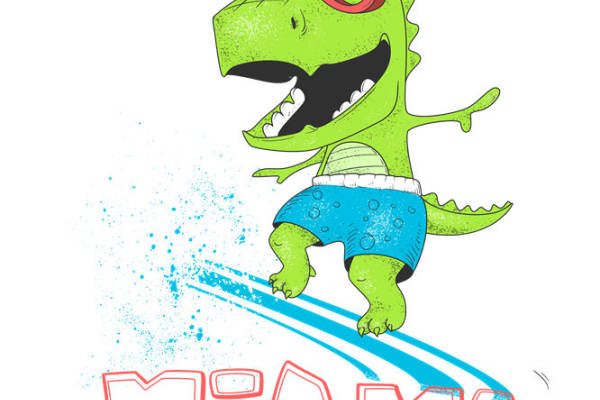 夏日海滩风恐龙印花裁片，打造个性服装