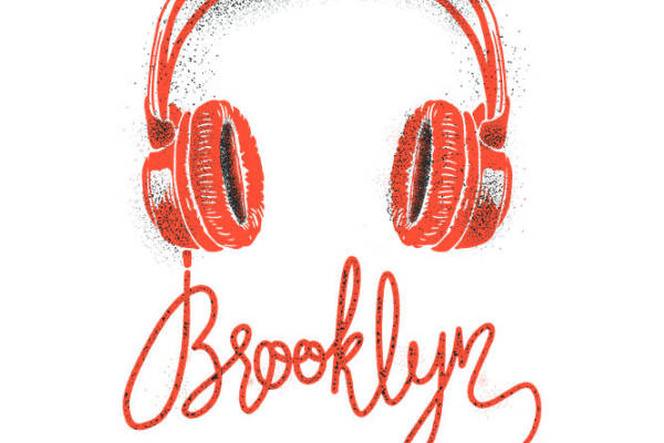 复古红耳机图案服装印花裁片