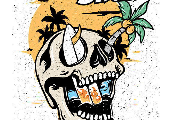 夏日骷髅印花裁片：独特设计的服装印花素材