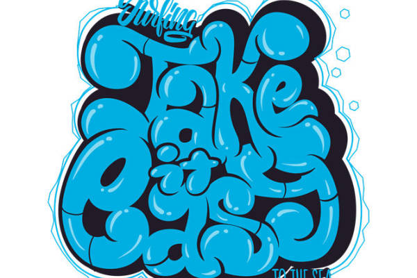 蓝色波浪纹服装印花图案，时尚潮流裁片印花设计