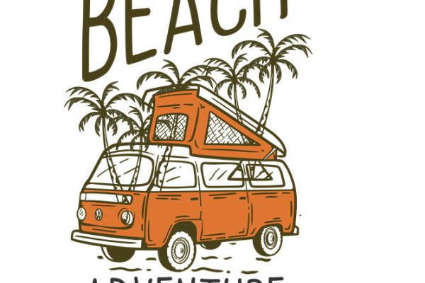 夏日海滩冒险主题服装印花设计