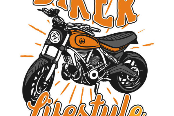 复古摩托车图案服装印花裁片设计