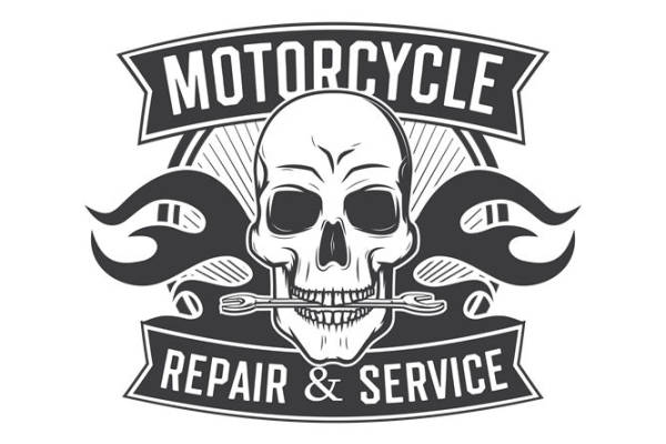 复古摩托车修理厂图案服装印花裁片