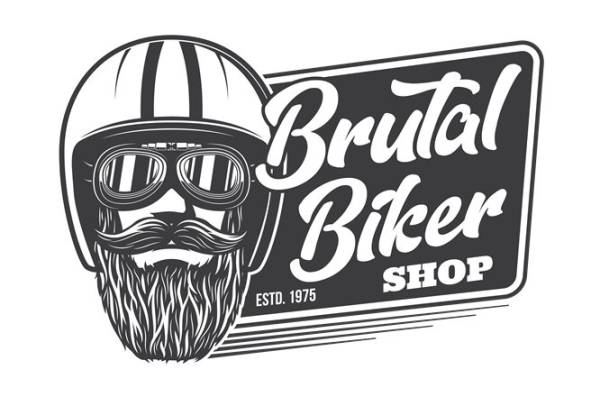 复古摩托车手头像印花图案，适合服装裁片印花设计