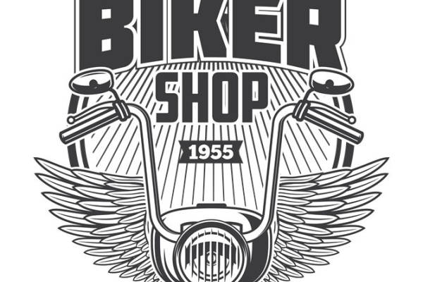 复古摩托车图案裁片印花，适合服装设计