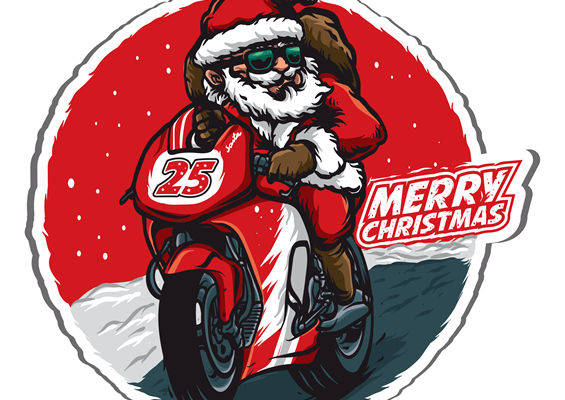 圣诞老人骑摩托车裁片印花，打造个性节日服装
