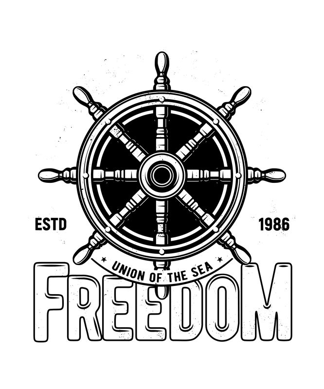 自由航海风船舵印花图案,时尚服装印花裁片