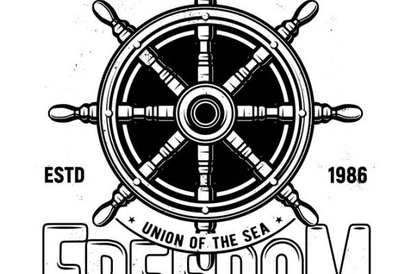 自由航海风船舵印花图案,时尚服装印花裁片