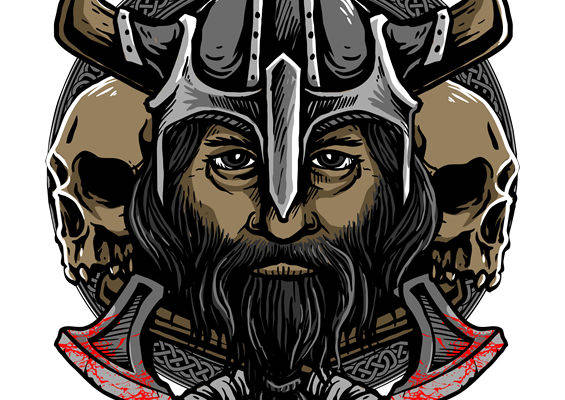 中世纪战士头盔图案裁片印花，打造个性服装