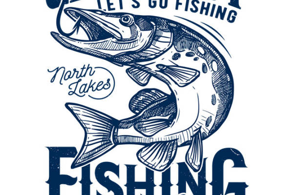 复古北湖鱼图案服装印花裁片