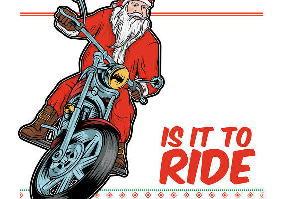 圣诞老人骑摩托的裁片印花：独特风格的服装印花素材