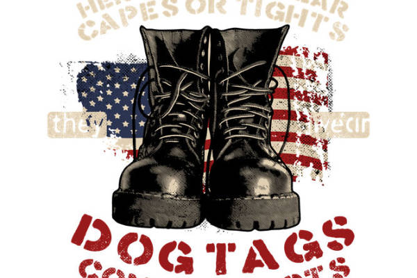 军事风格靴子图案服装印花裁片