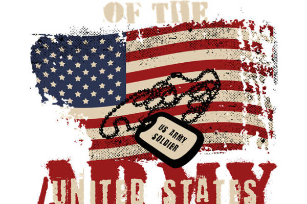 美国国旗与军牌图案的服装印花裁片