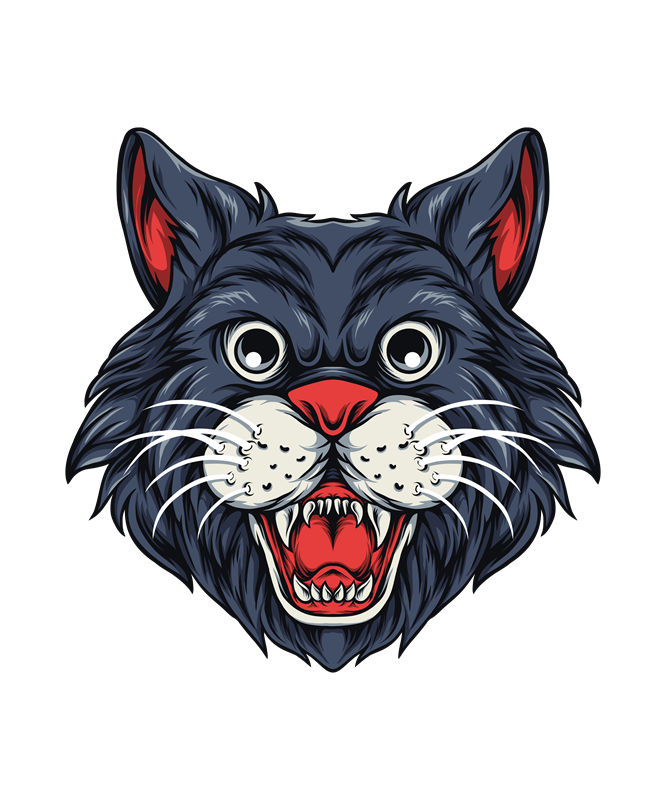 狂野黑猫头印花图案，打造个性服装裁片