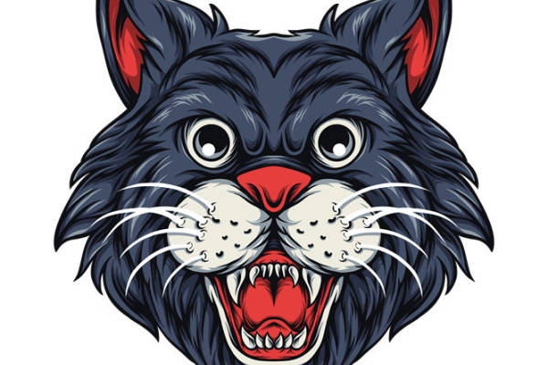 狂野黑猫头印花图案，打造个性服装裁片