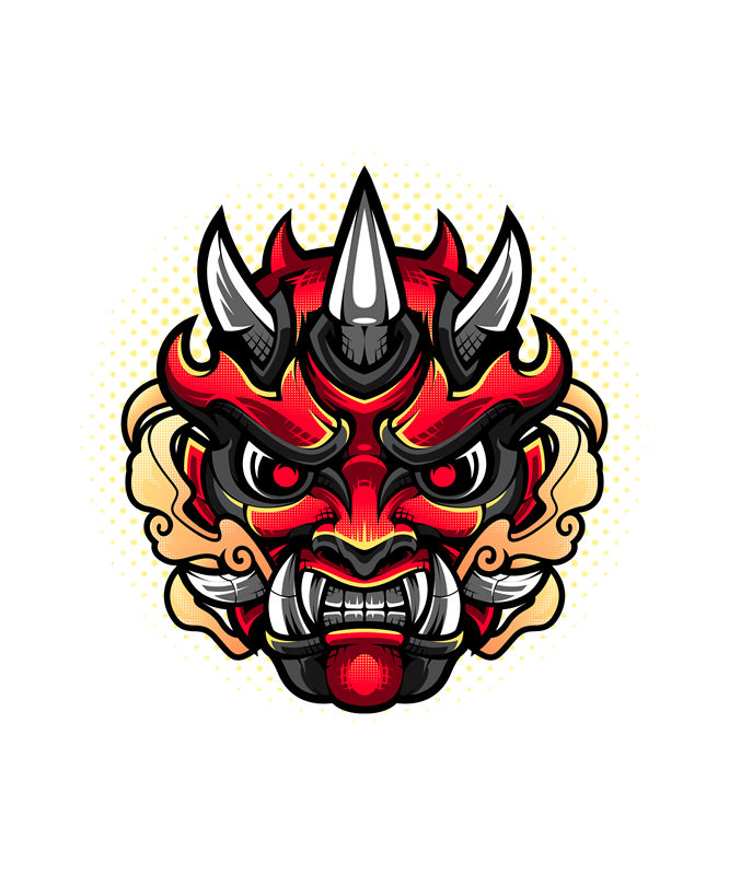 恶魔面具图案裁片印花，打造个性服装