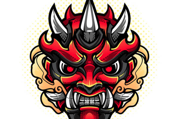 恶魔面具图案裁片印花，打造个性服装