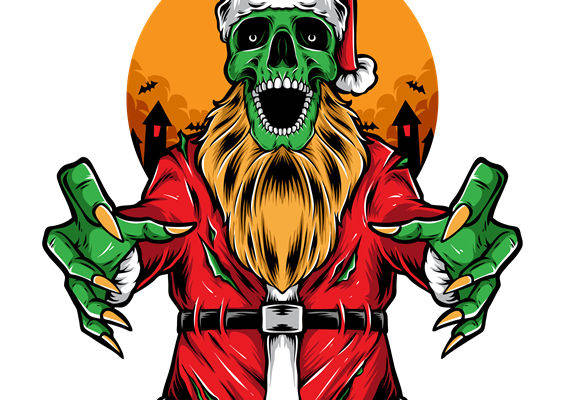 万圣节主题骷髅圣诞老人服装印花素材