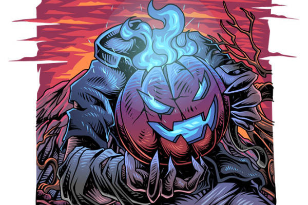 万圣节南瓜鬼怪裁片印花，服装印花新选择