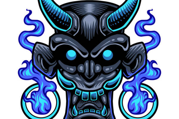 暗黑风恶魔头像裁片印花：服装印花新选择