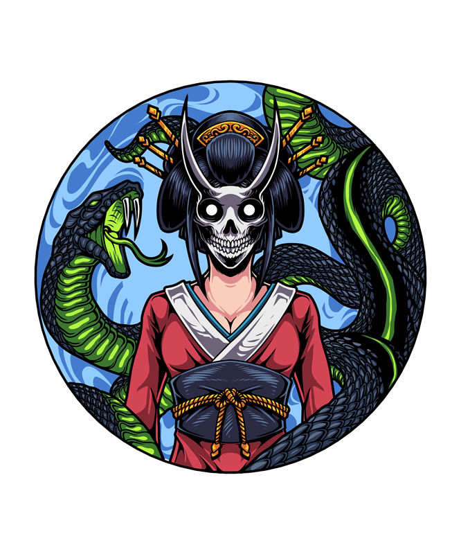 神秘骷髅与蛇纹裁片印花，打造个性服装