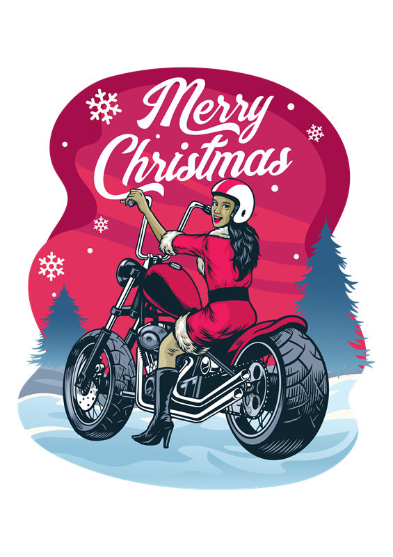 圣诞雪景摩娘女郎服装印花设计