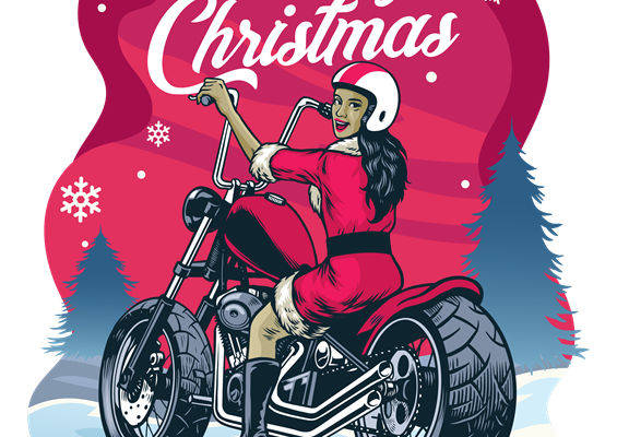 圣诞雪景摩娘女郎服装印花设计