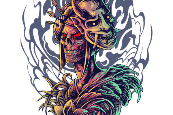 恶魔骷髅花型裁片印花,服装印花新选择