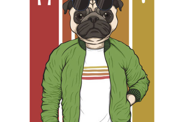 时尚潮流Mr. Pug印花图案，打造个性服装