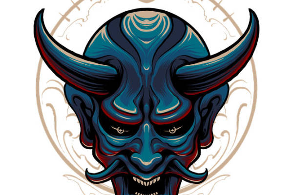 恶魔面具纹样裁片印花，服装印花新选择