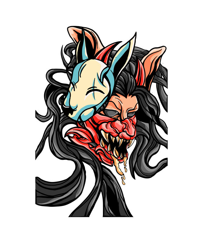 恶魔面具裁片印花：服装印花设计灵感