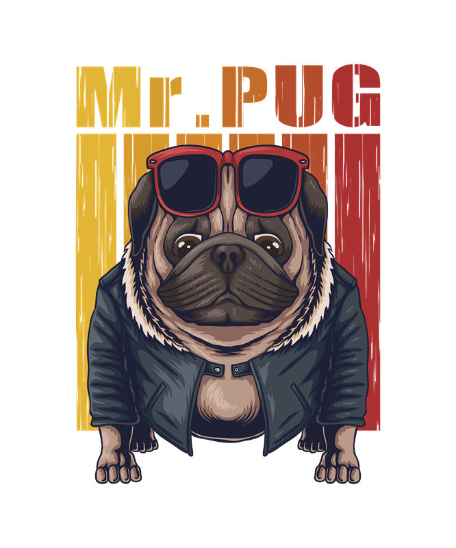 时尚潮流Mr. Pug印花图案，打造个性服装