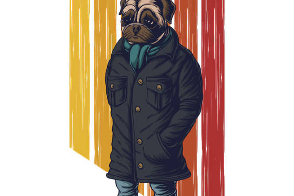 复古风Mr. Pug服装印花裁片设计