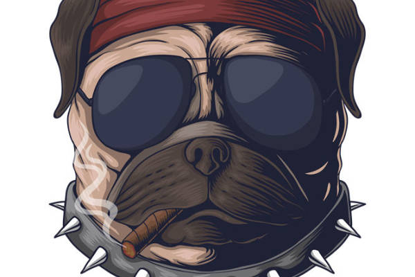 酷炫机车风狗头印花素材,打造个性服装