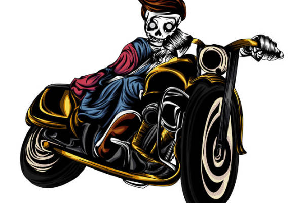 骷髅骑士摩托车图案：服装印花裁片设计灵感