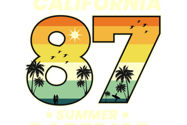 复古87加州冲浪俱乐部服装印花素材