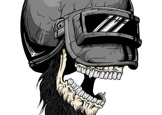 暗黑风头盔骷髅图案裁片印花，打造个性服装