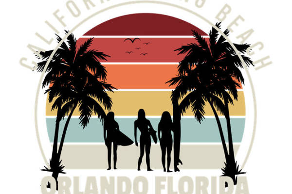 复古加州海滩风情服装印花裁片