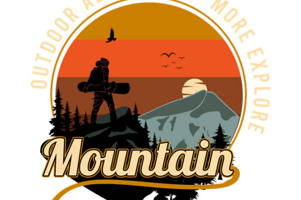 户外探险山景印花图案，打造独特服装设计